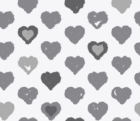 Seamless gray hearts pattern, Valentine's day concept.