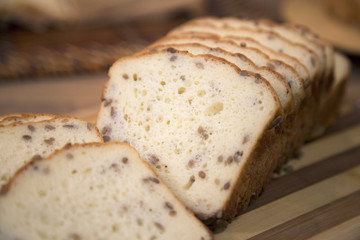 Gluten free bread with flax seeds.