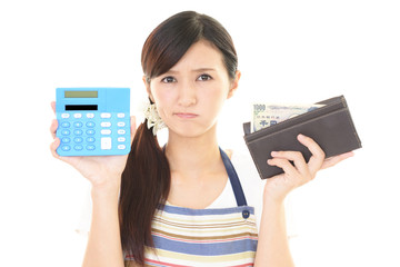 計算機を持つ女性