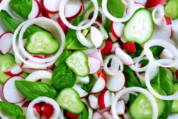 Fresh vegetable salad on plate close up