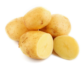 Young potatoes isolated on white
