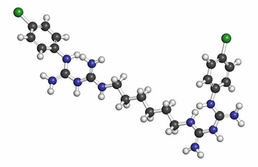 Chlorhexidine antiseptic molecule. 
