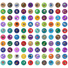 Flat Colorful Icons Set: Vector Illustration, Graphic Design. Collection Of Color Icons. For Web, Websites, Print, Presentation Templates, Mobile Applications And Promotional Materials