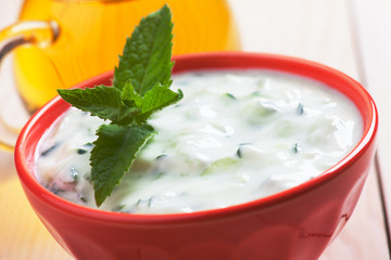 Tzatziki or cacik, cucumber and yogurt salad