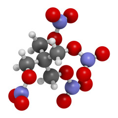 Pentaerythritol tetranitrate (PETN) explosive molecule. 