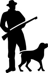 Hunter silhouette with dog