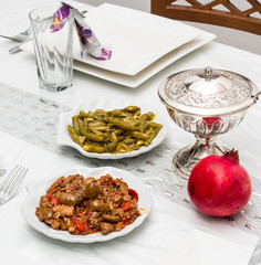 Cowpea green and Olives . simanim-Traditional food for Rosh Hashanah  (In Hebrew lubya or rubya)