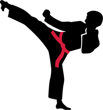 recommend clip art: Karate kick with red belt