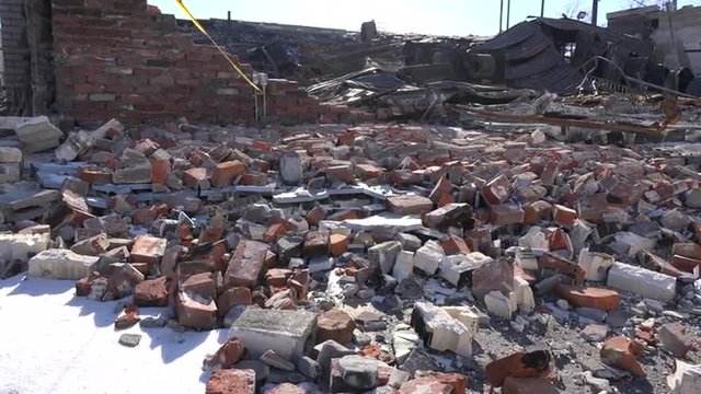 Acres of rubble are all that is left of buildings following rioting in Ferguson, Missouri.