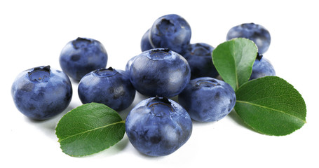 Fresh blueberries isolated on white