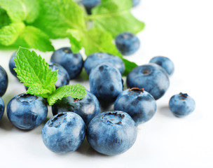 Fresh blueberries isolated on white