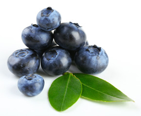 Fresh blueberries isolated on white