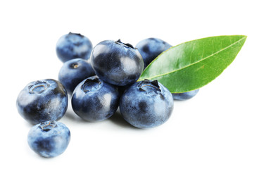 Fresh blueberries isolated on white