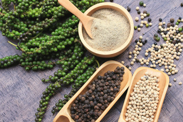 Fresh green pepper seeds and dried grain