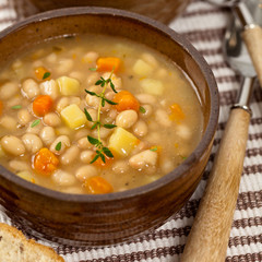 Bean and Potato Soup. Selective focus.