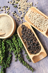 Fresh green pepper seeds and dried grain