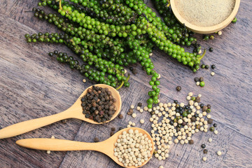 Fresh green pepper seeds and dried grain