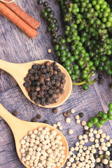 Fresh green pepper seeds and dried grain