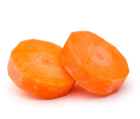 Chopped carrot slices isolated on white background cutout