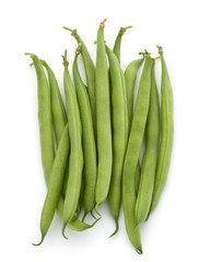 Green beans handful isolated on white background cutout