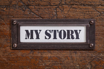 my story -  file cabinet label