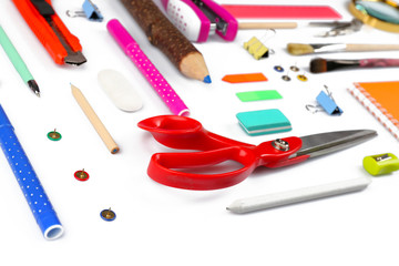 Stationery objects isolated on white