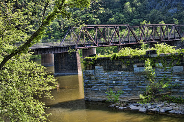 The confluence of the Shenandoah and Potomac Rivers at Harpers Ferry in Virginia USA
