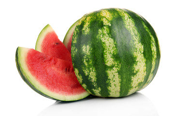Ripe striped watermelon isolated on white