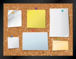 Cork Board with Pinned Paper Illustration