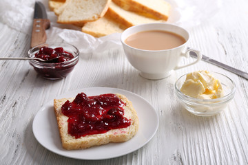 Bread with butter and homemade jam