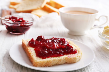 Bread with butter and homemade jam