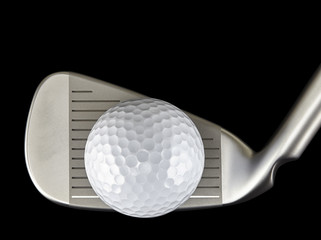 Golf ball and iron club closeup