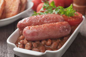 German sausage with kidney beans