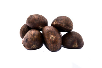 baked chestnuts on white backgrounds