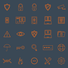 Security line color icons on grey background
