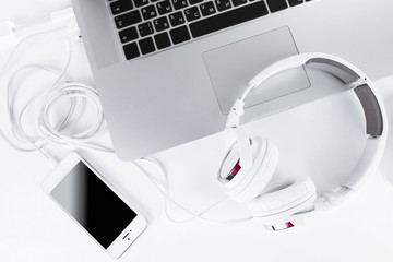 Computer peripherals and laptop accessories isolated on white
