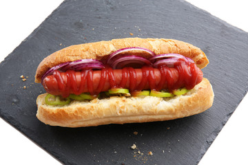 Fresh hot dog closeup