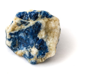 Raw sodalite on white background