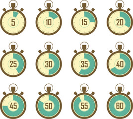 Stopwatch vector icons set