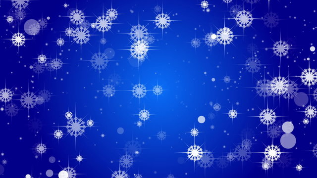 blue abstract loop background, snowflakes