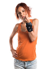 Woman doing a money gesture