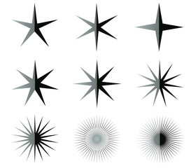 Black and white stars shapes