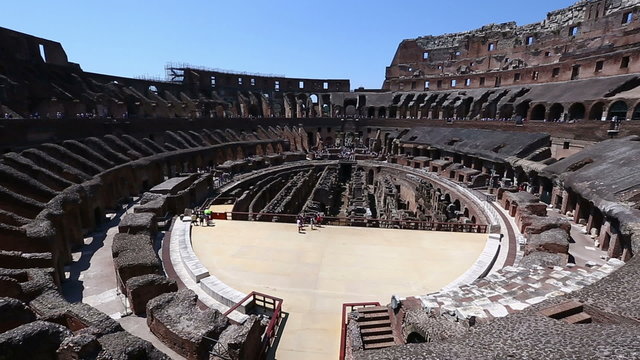 Dolly Shot Interior Time Lapse Roman Colesseum at Rome Lazio Italy