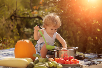 Child at picnic