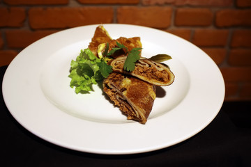 Pancakes stuffed with nuts and honey