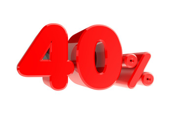 40 percent 3d rendering on white background
