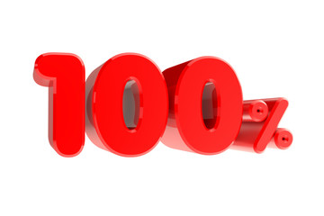 100 percent 3d rendering on white background