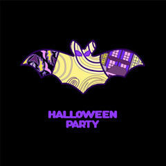 vector halloween background with isolated bat