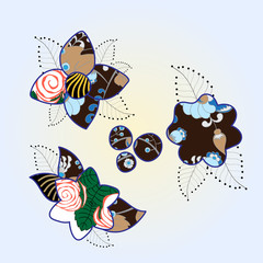 set of stock vector floral patchwork pattern. russian ornament