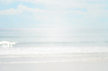 Fototapeta na wymiar Blur beach with bokeh wave abstract background.